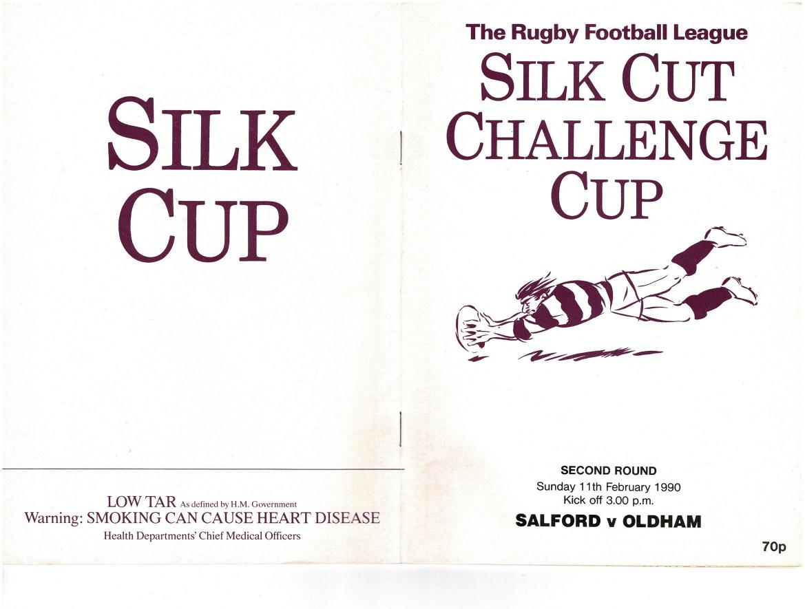 Programme cover: Oldham v Salford, 11 February 1990