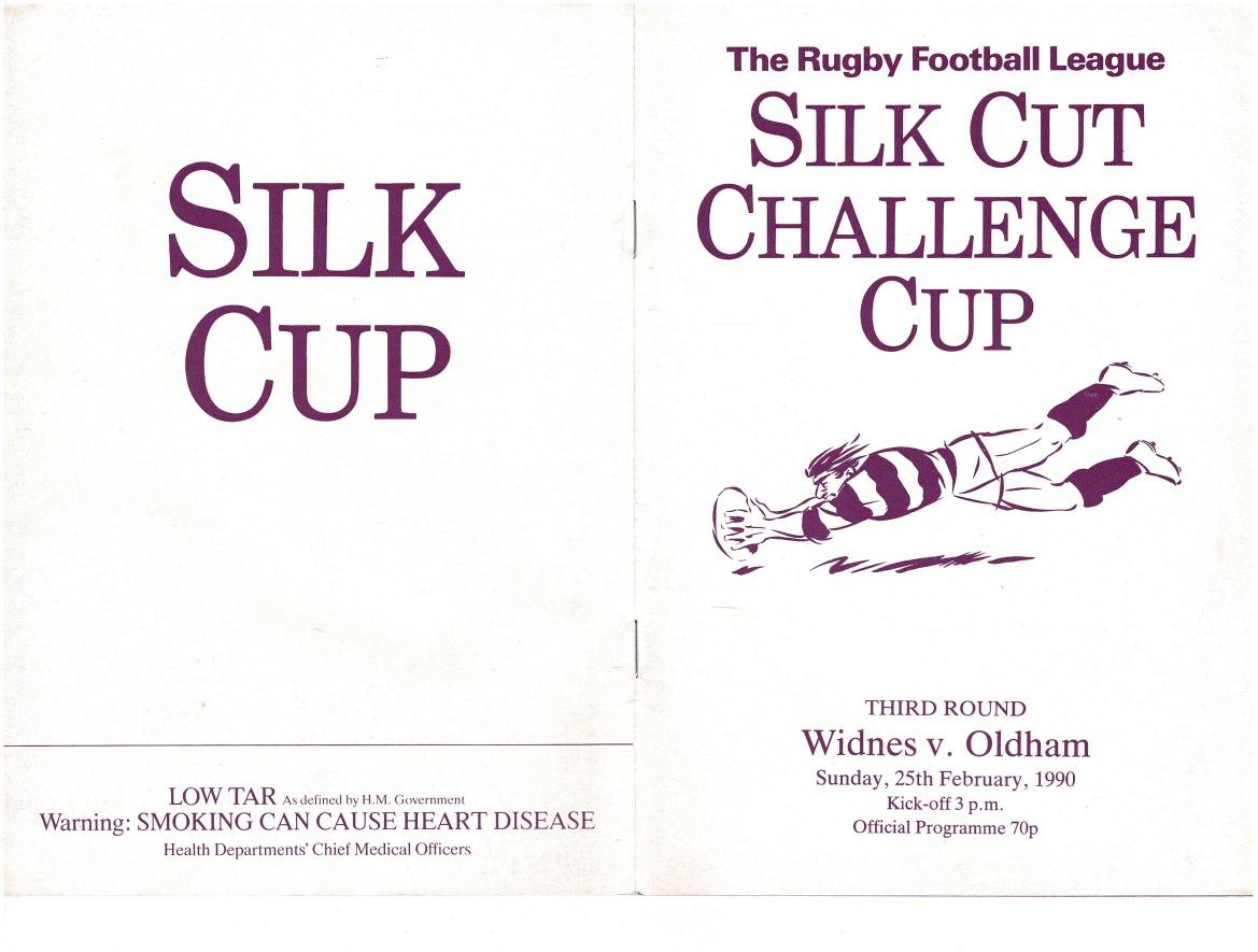 Programme cover: Oldham v Widnes, 25 February 1990