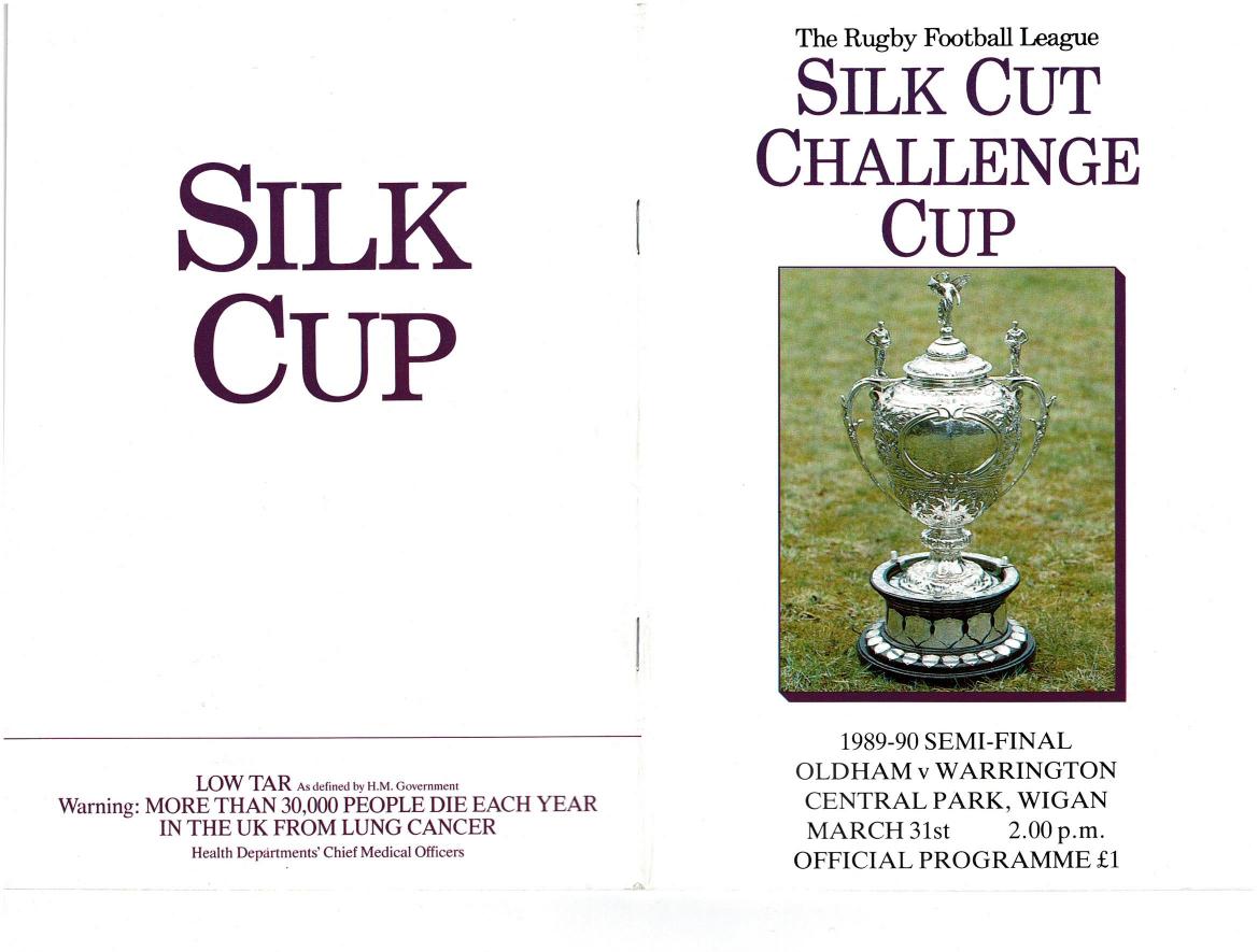 Programme cover: Oldham v Warrington, 31 March 1990