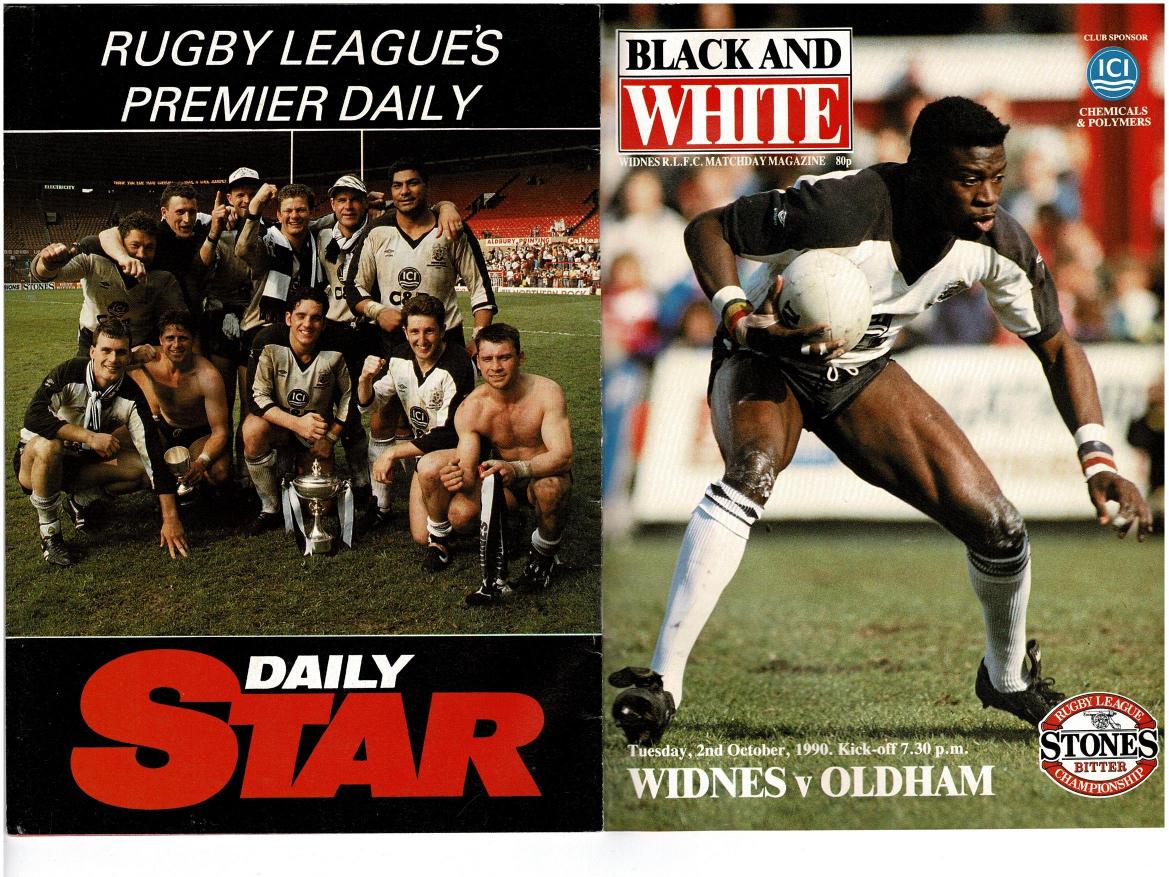 Programme cover: Oldham v Widnes, 2 October 1990
