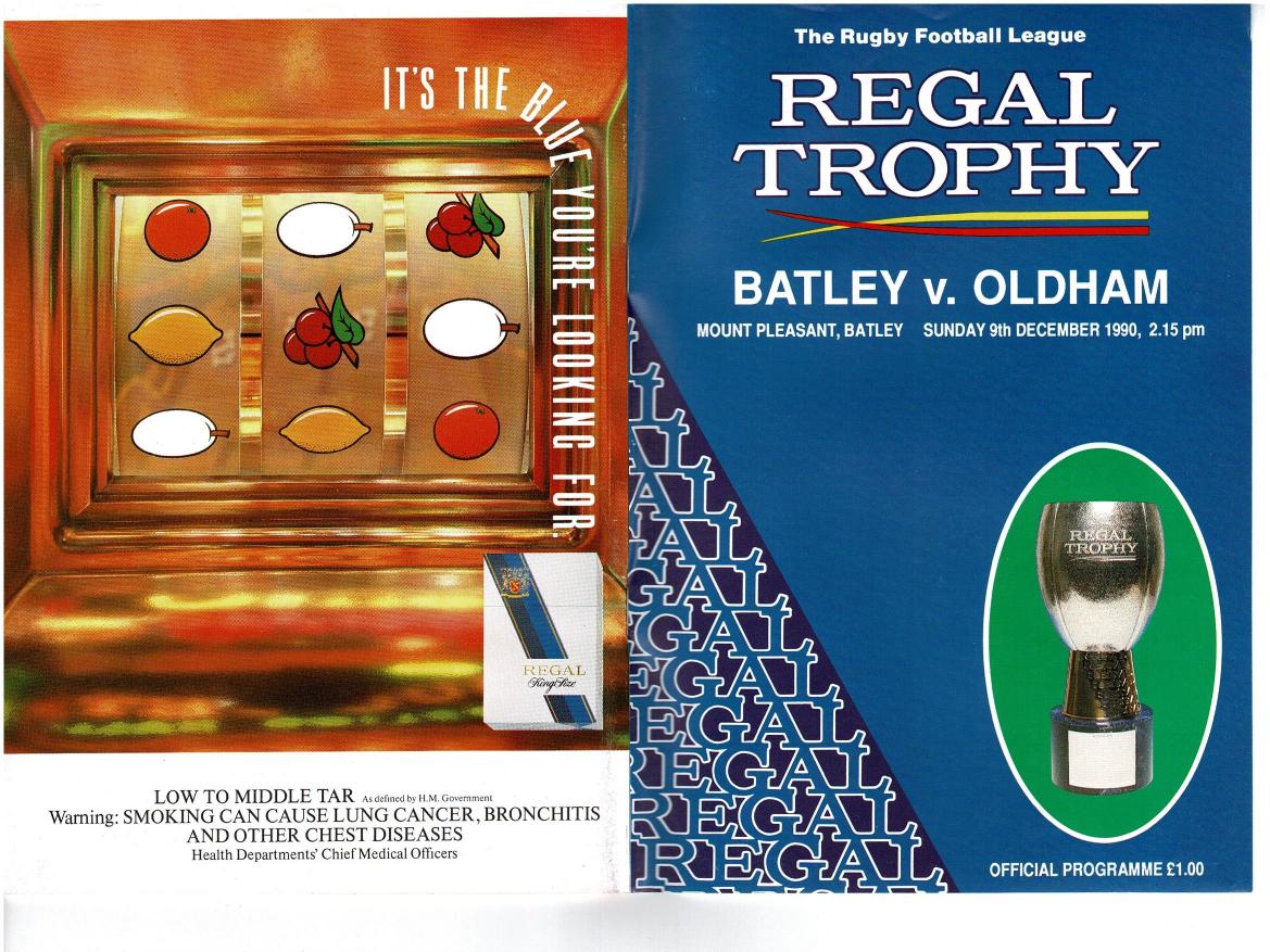 Programme cover: Oldham v Batley, 9 December 1990