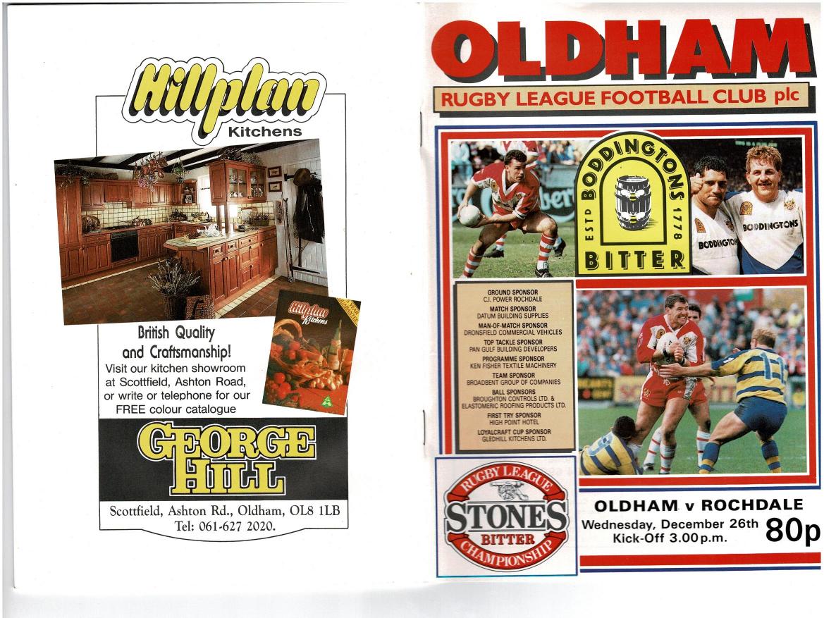 Programme cover: Oldham v Rochdale Hornets, 26 December 1990