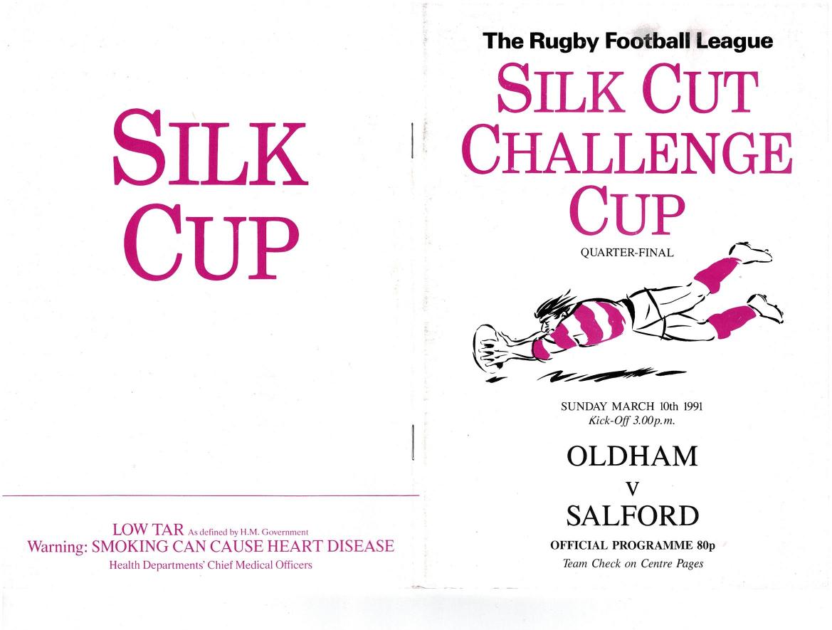 Programme cover: Oldham v Salford, 10 March 1991
