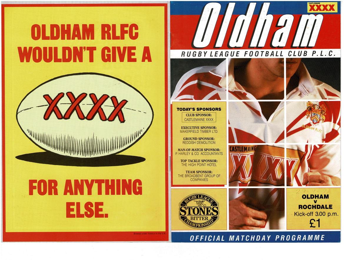 Programme cover: Oldham v Rochdale Hornets, 29 September 1991
