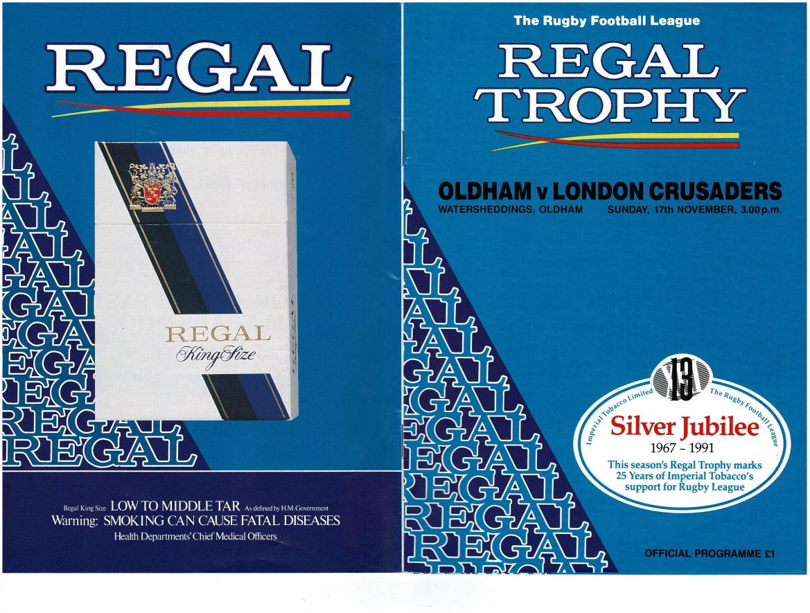 Programme cover: Oldham v London Crusaders, 17 November 1991
