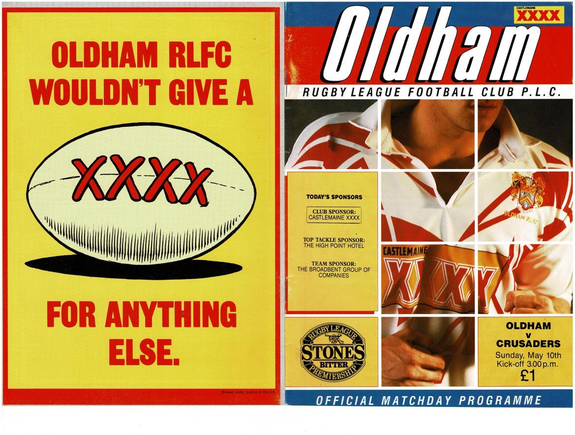 Programme cover: Oldham v London Crusaders, 10 May 1992