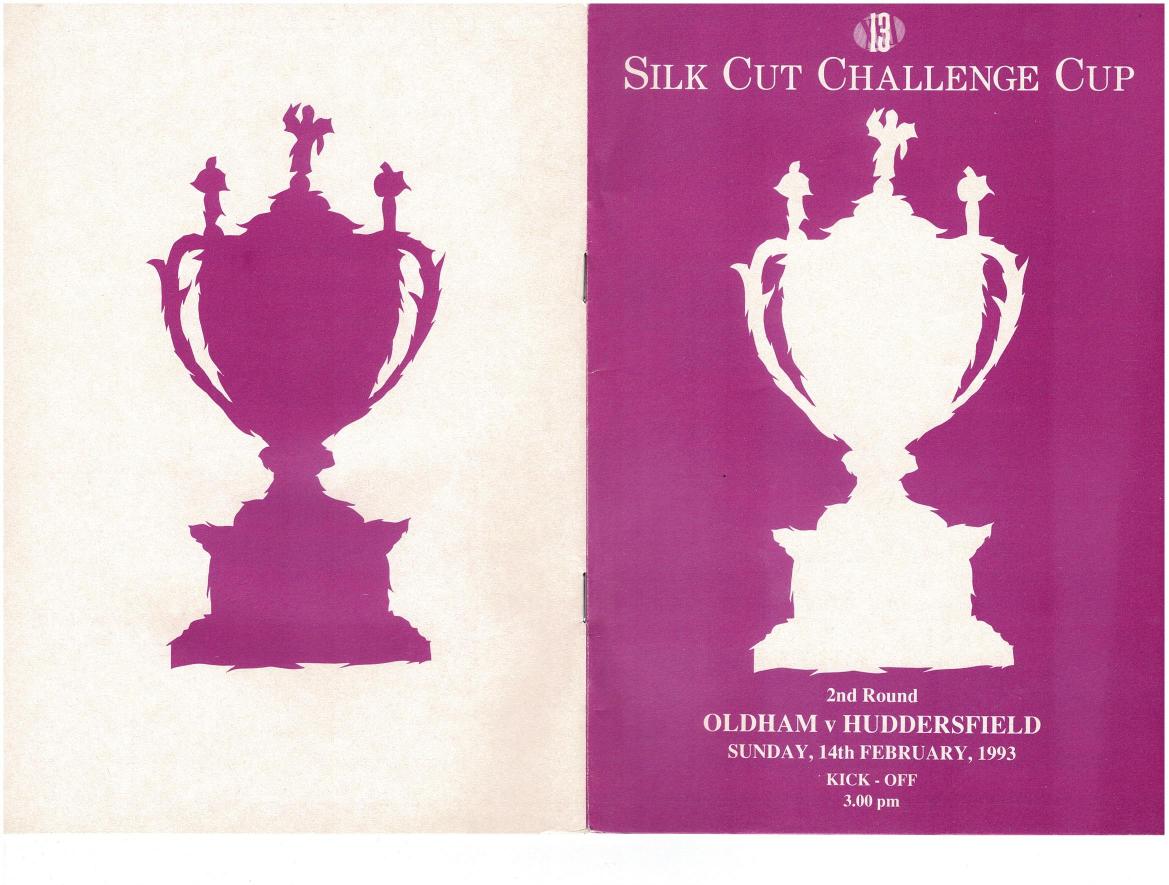 Programme cover: Oldham v Huddersfield, 14 February 1993