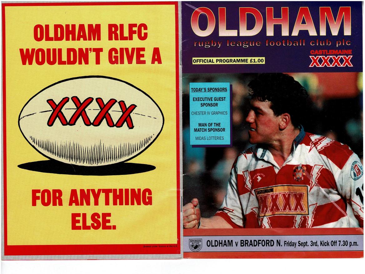 Programme cover: Oldham v Bradford Northern, 3 September 1993