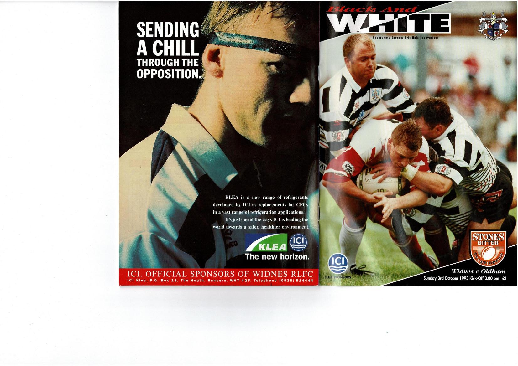 Programme cover: Oldham v Widnes, 3 October 1993