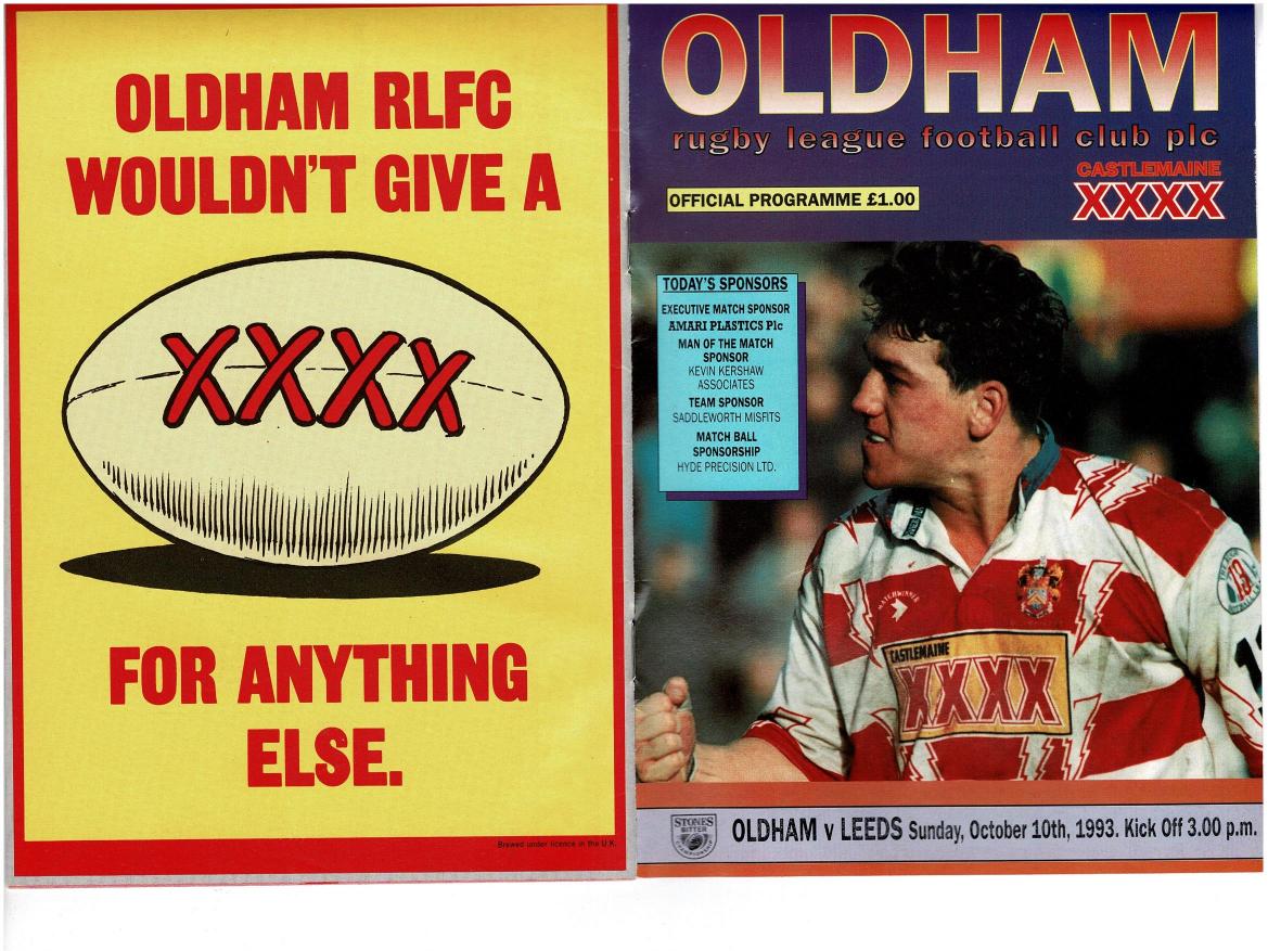 Programme cover: Oldham v Leeds, 10 October 1993