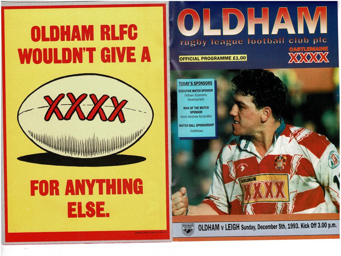 Programme cover: Oldham v Leigh, 5 December 1993