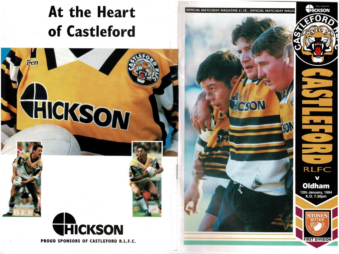 Programme cover: Oldham v Castleford, 12 January 1994