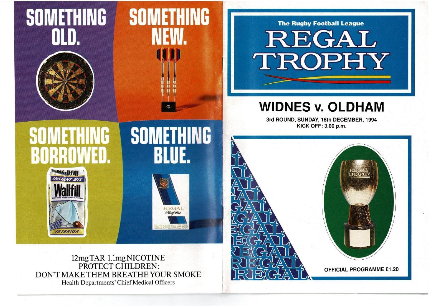 Programme cover: Oldham v Widnes, 18 December 1994