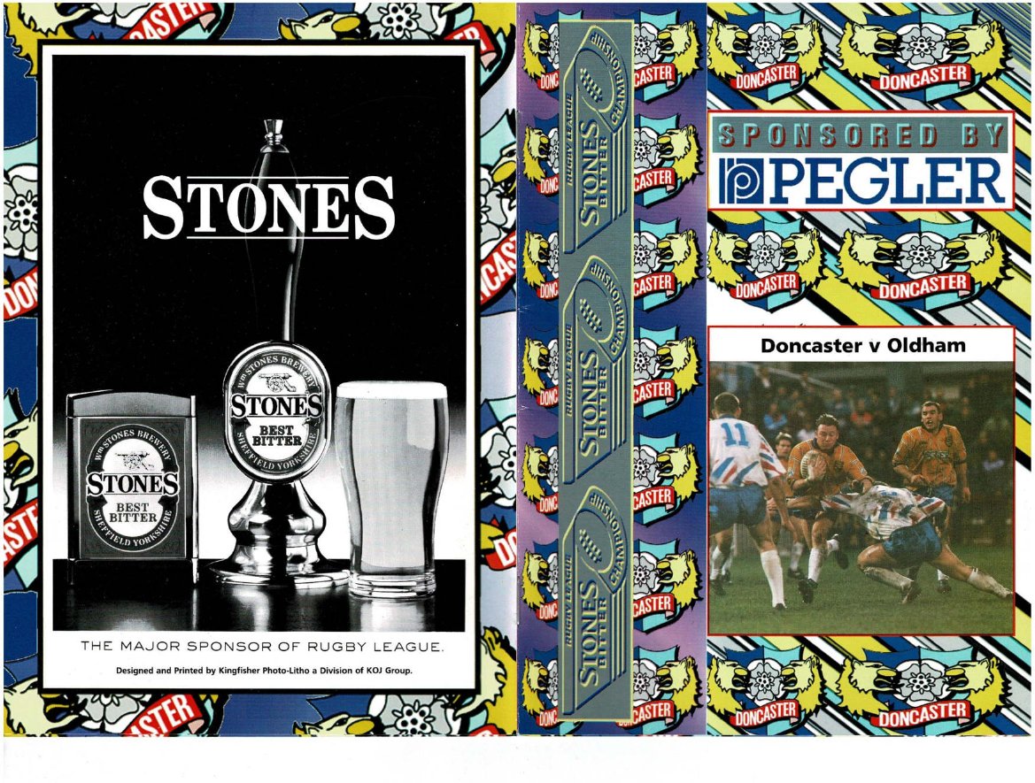 Programme cover: Oldham v Doncaster, 15 February 1995
