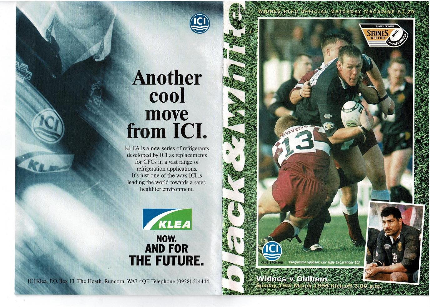 Programme cover: Oldham v Widnes, 19 March 1995