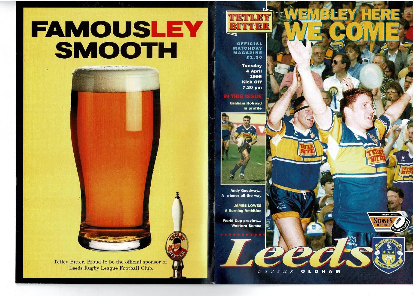 Programme cover: Oldham v Leeds, 4 April 1995