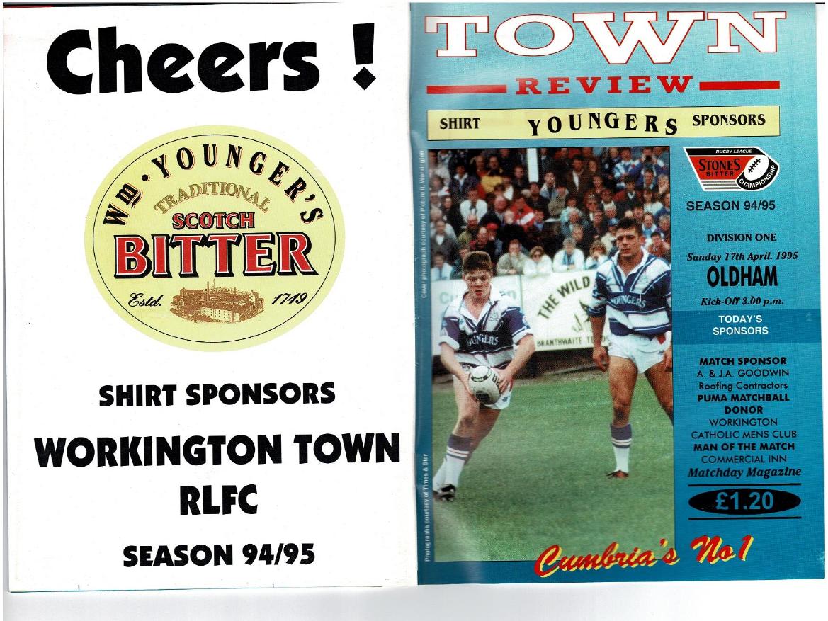 Programme cover: Oldham v Workington Town, 17 April 1995