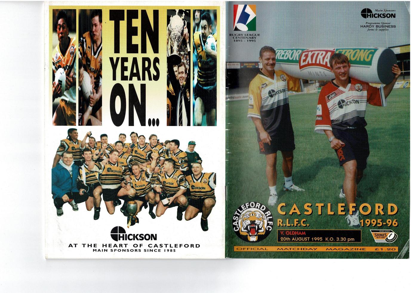 Programme cover: Oldham v Castleford, 20 August 1995