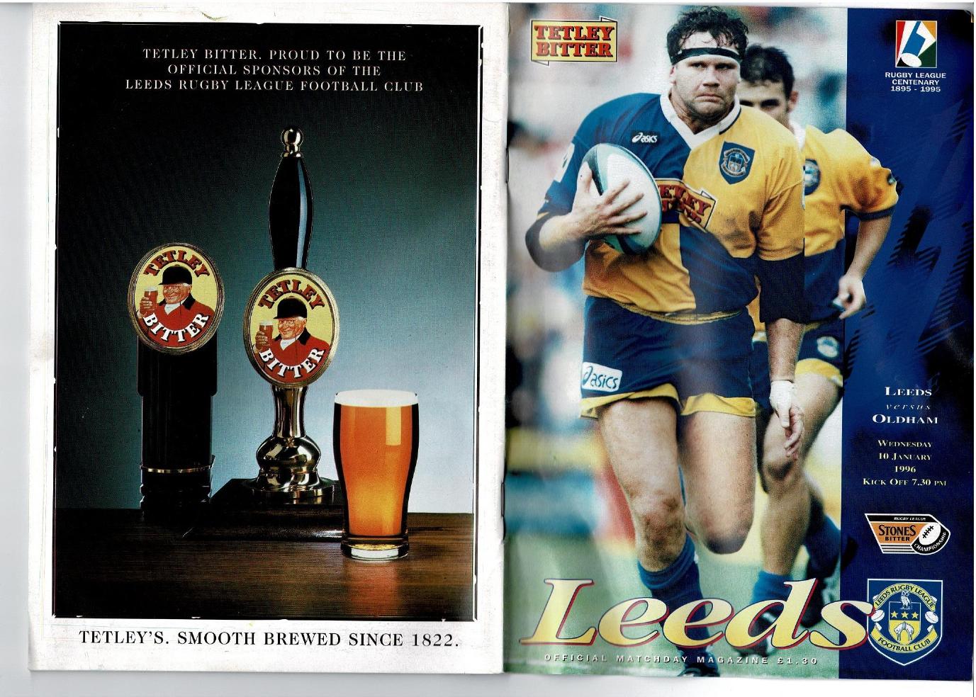 Programme cover: Oldham v Leeds, 10 January 1996