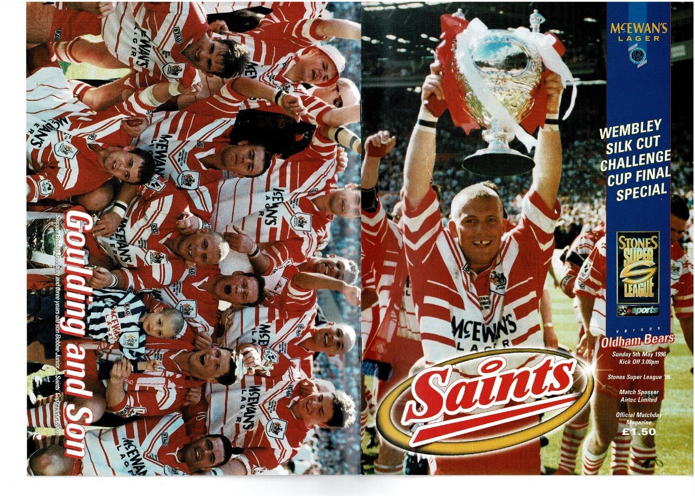 Programme cover: Oldham Bears v St Helens, 5 May 1996