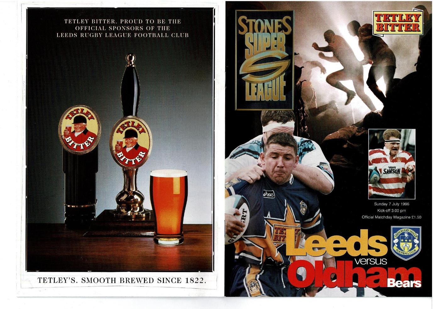 Programme cover: Oldham Bears v Leeds Rhinos, 7 July 1996