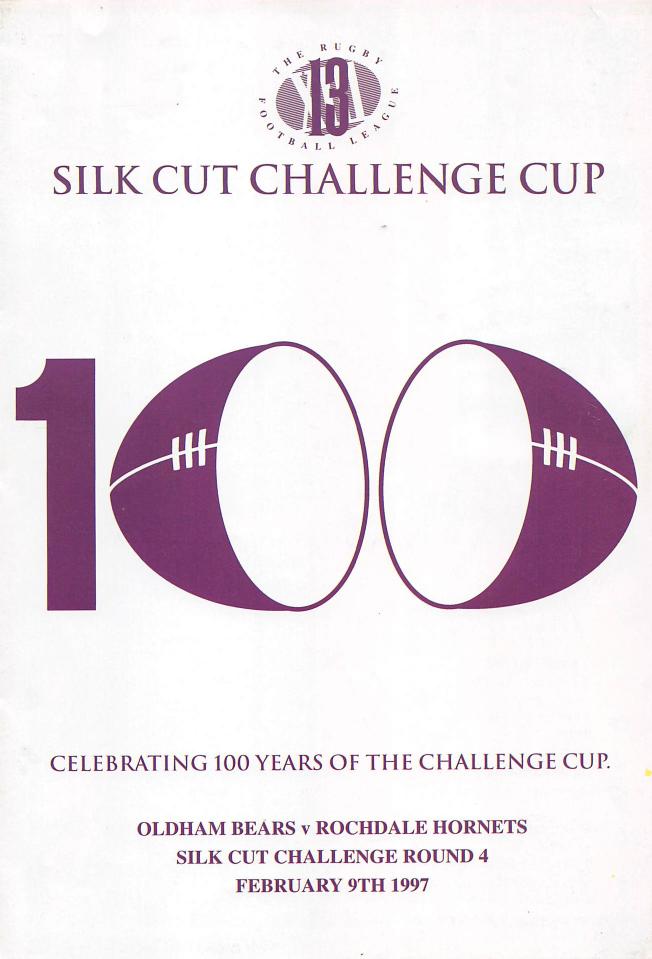 Programme cover: Oldham Bears v Rochdale Hornets, 9 February 1997
