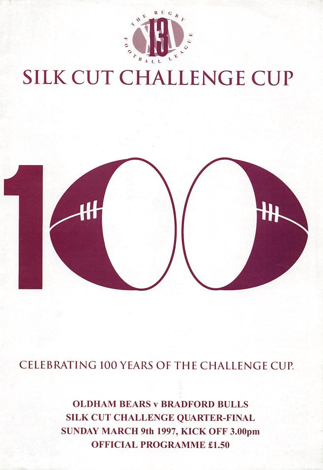 Programme cover: Oldham Bears v Bradford Bulls, 9 March 1997