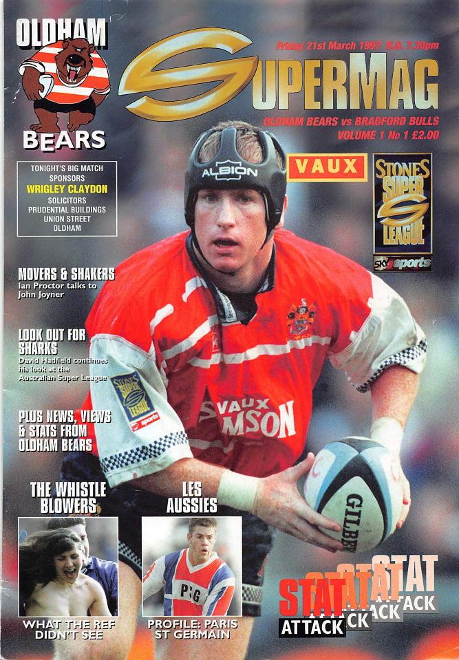 Programme cover: Oldham Bears v Bradford Bulls, 21 March 1997
