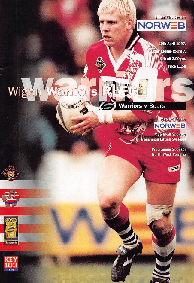 Programme cover: Oldham Bears v Wigan Warriors, 20 April 1997