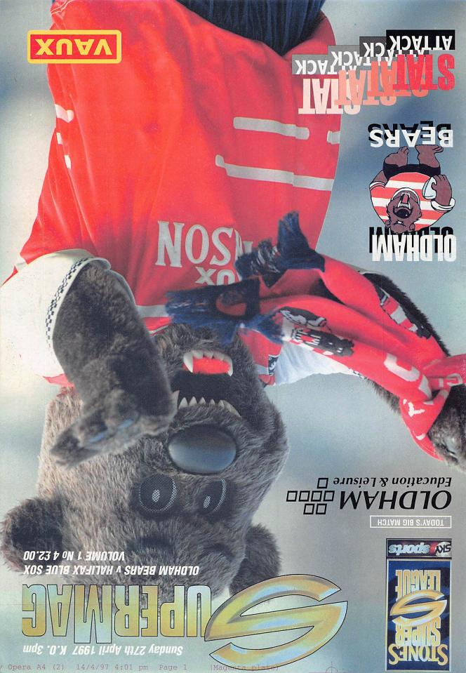 Programme cover: Oldham Bears v Halifax Bue Sox, 27 April 1997