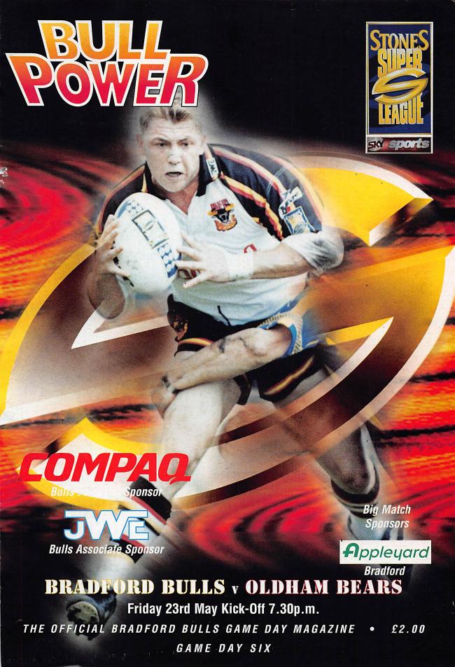 Programme cover: Oldham Bears v Bradford Bulls, 23 May 1997
