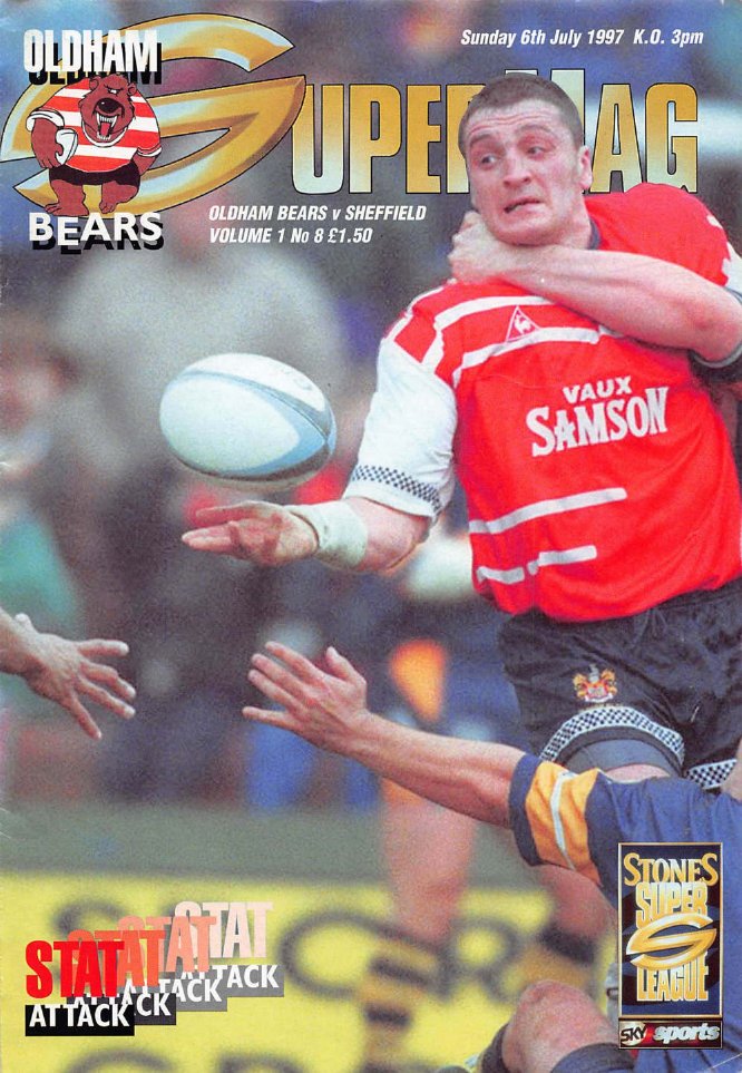 Programme cover: Oldham Bears v Sheffield Eagles, 6 July 1997