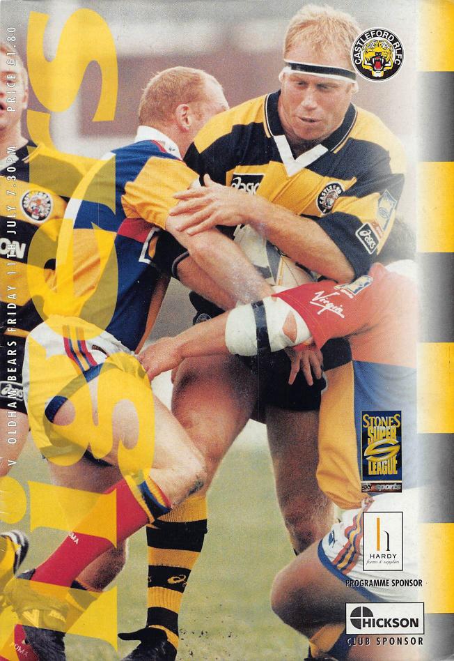 Programme cover: Oldham Bears v Castleford Tigers, 11 July 1997