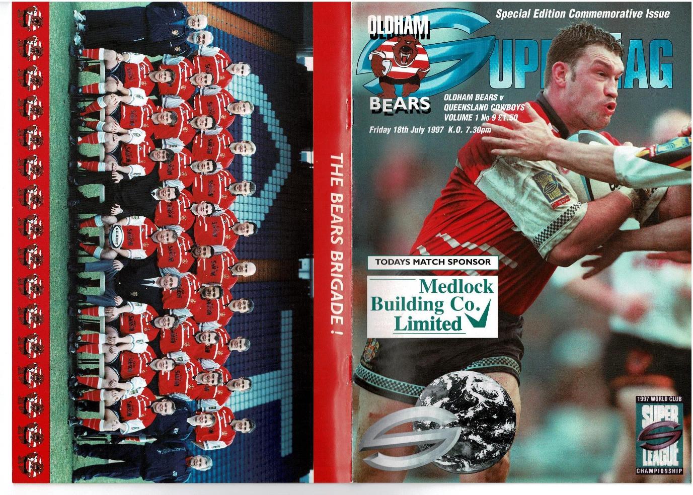 Programme cover: Oldham Bears v North Queensland Cowboys, 18 July 1997