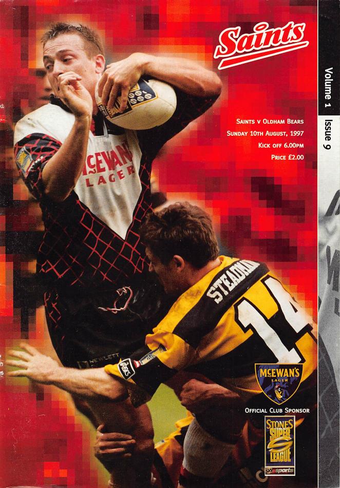 Programme cover: Oldham Bears v St Helens, 10 August 1997