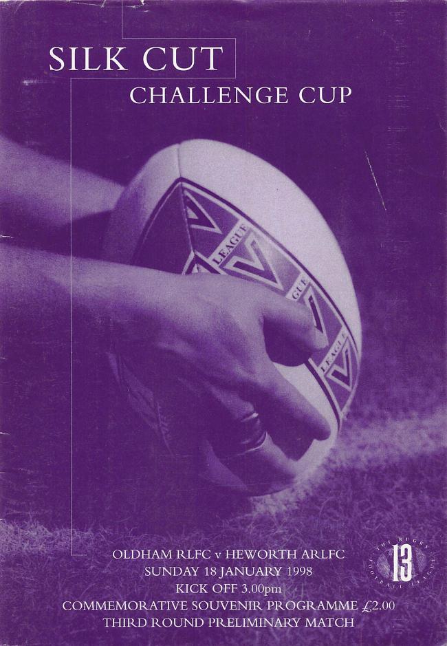 Programme cover: Oldham v Heworth, 18 January 1998