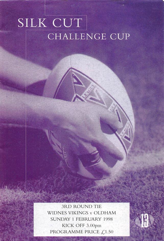 Programme cover: Oldham v Widnes Vikings, 1 February 1998