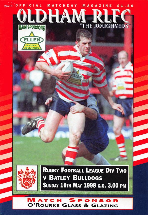 Programme cover: Oldham v Batley Bulldogs, 10 May 1998