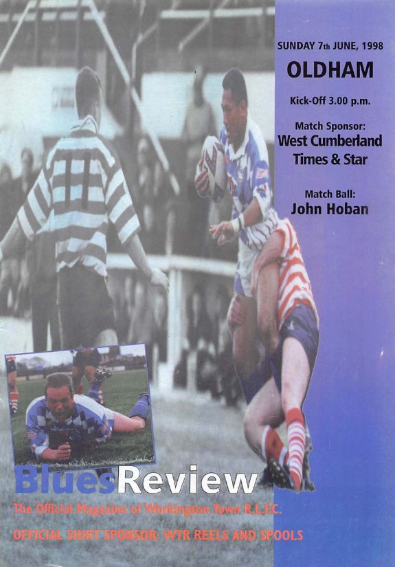 Programme cover: Oldham v Workington Town, 7 June 1998