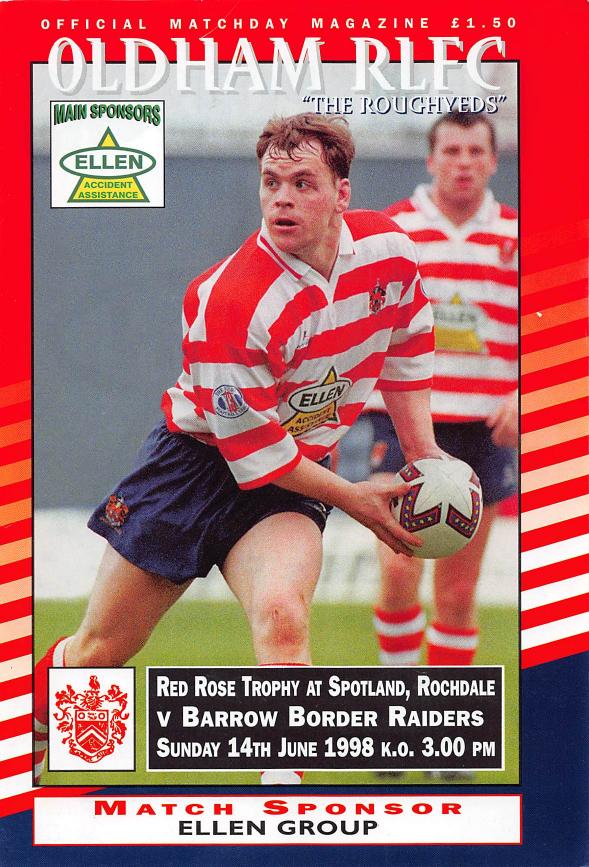 Programme cover: Oldham v Barrow Border Raiders, 14 June 1998