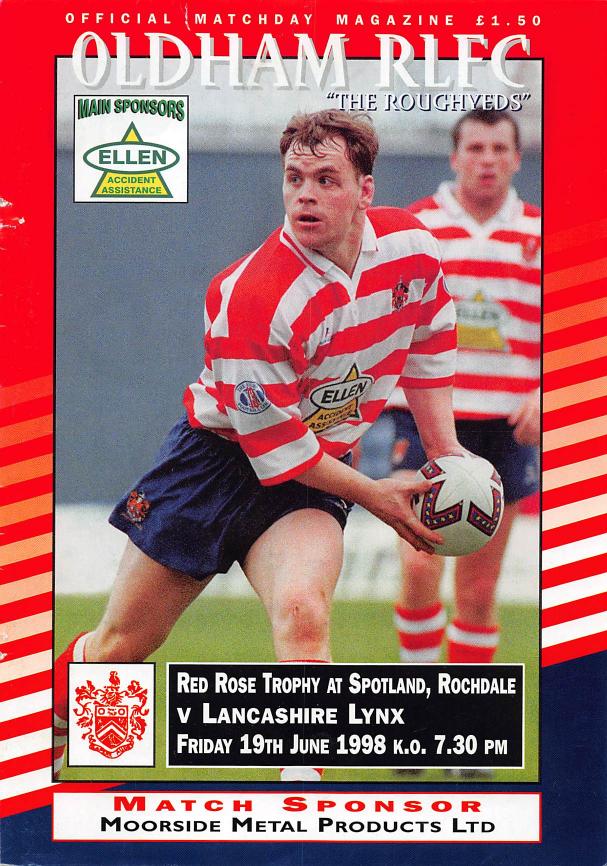 Programme cover: Oldham v Lancashire Lynx, 19 June 1998