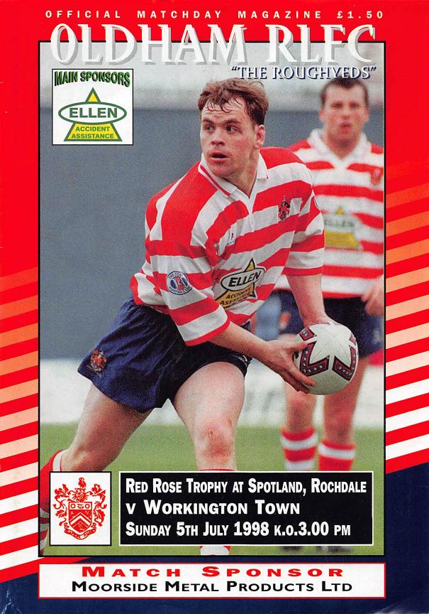 Programme cover: Oldham v Workington Town, 5 July 1998