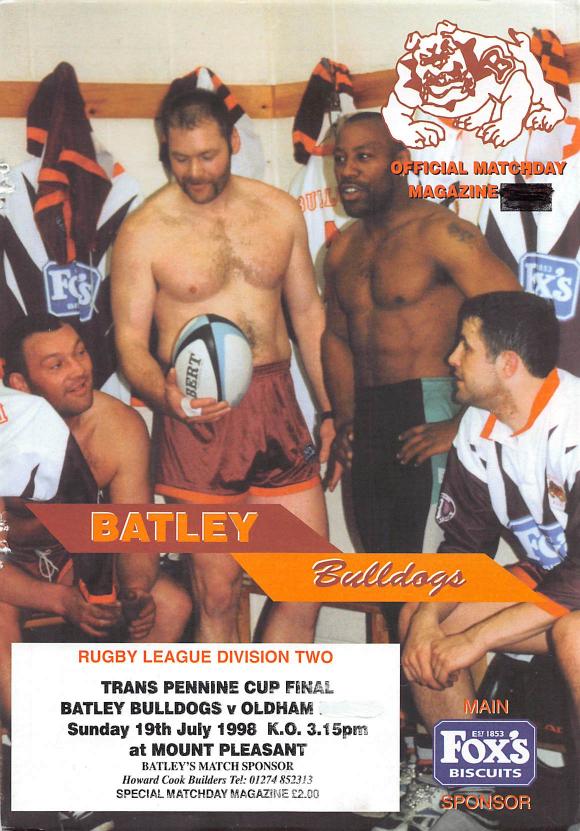 Programme cover: Oldham v Batley Bulldogs, 19 July 1998