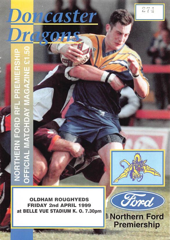 Programme cover: Oldham v Doncaster Dragons, 2 April 1999
