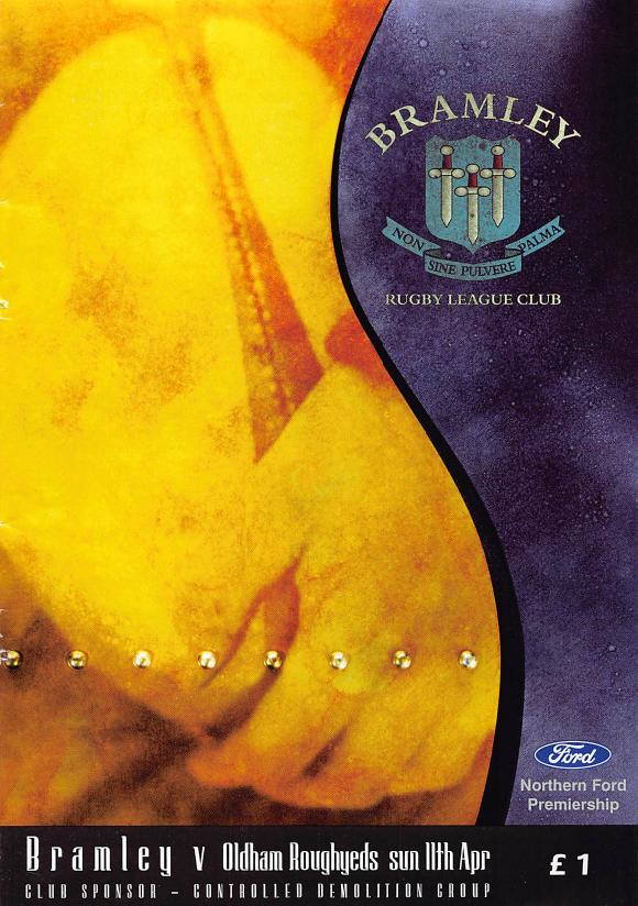 Programme cover: Oldham v Bramley, 11 April 1999