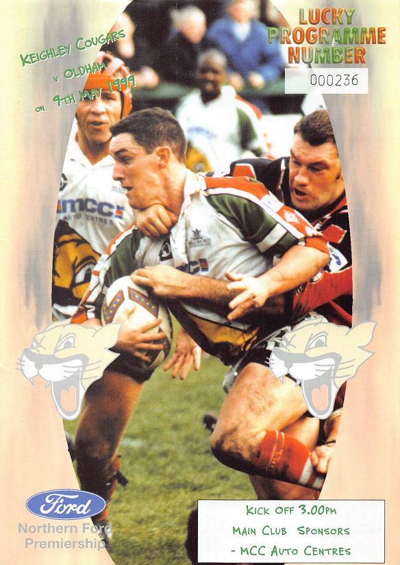 Programme cover: Oldham v Keighley Cougars, 9 May 1999