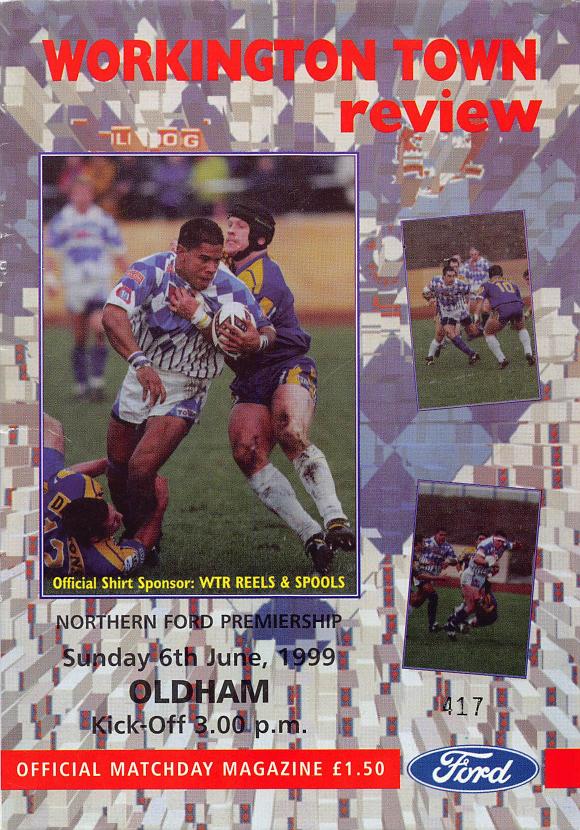 Programme cover: Oldham v Workington Town, 6 June 1999