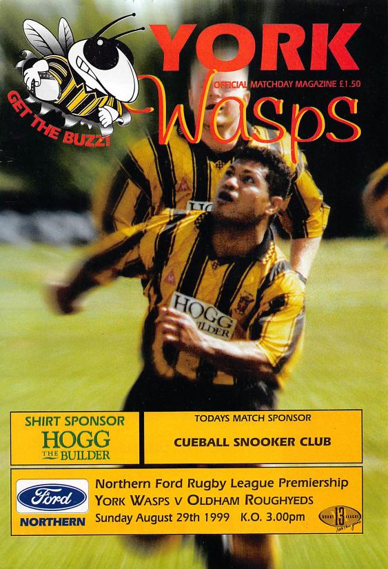 Programme cover: Oldham v York Wasps, 29 August 1999
