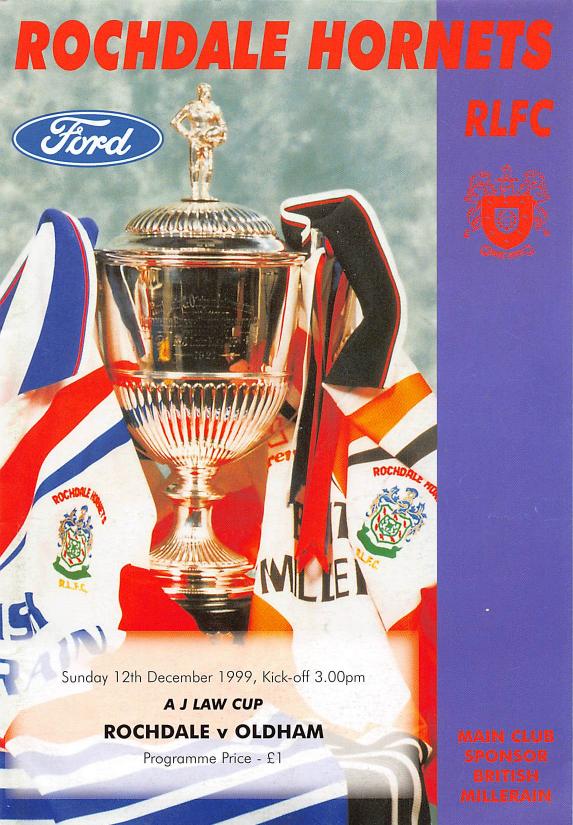 Programme cover: Oldham v Rochdale Hornets, 12 December 1999