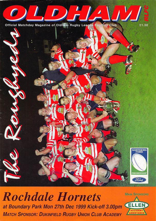 Programme cover: Oldham v Rochdale Hornets, 27 December 1999